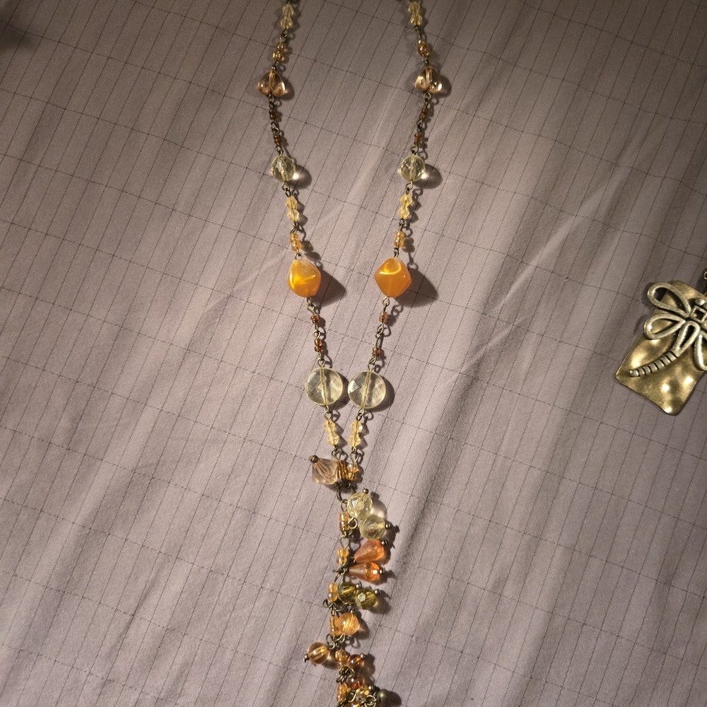 Elegant Orange and Gold Necklace